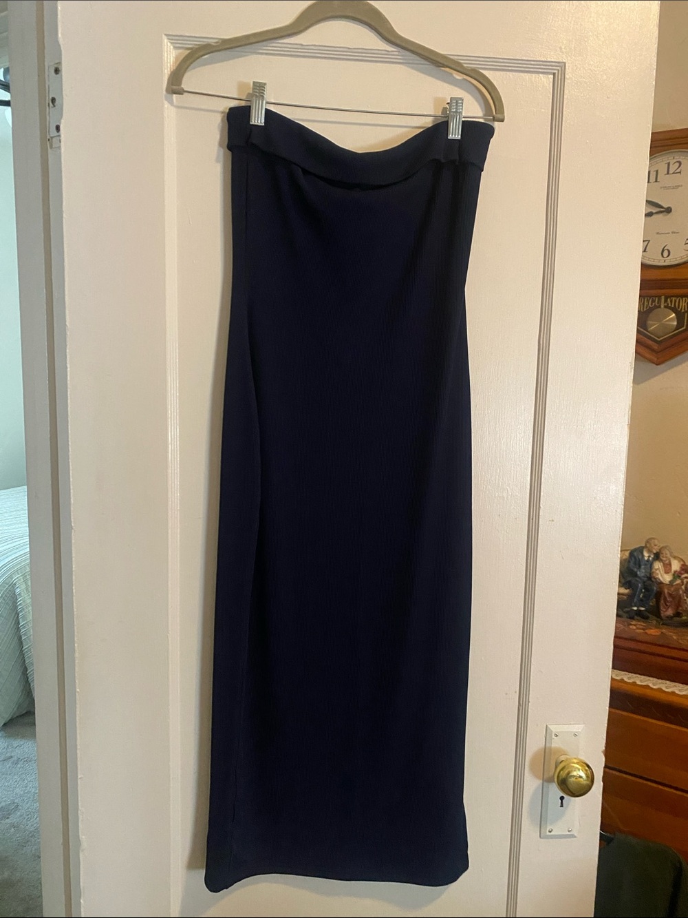 Navy Midi Dress with Sleek Silhouette - Women